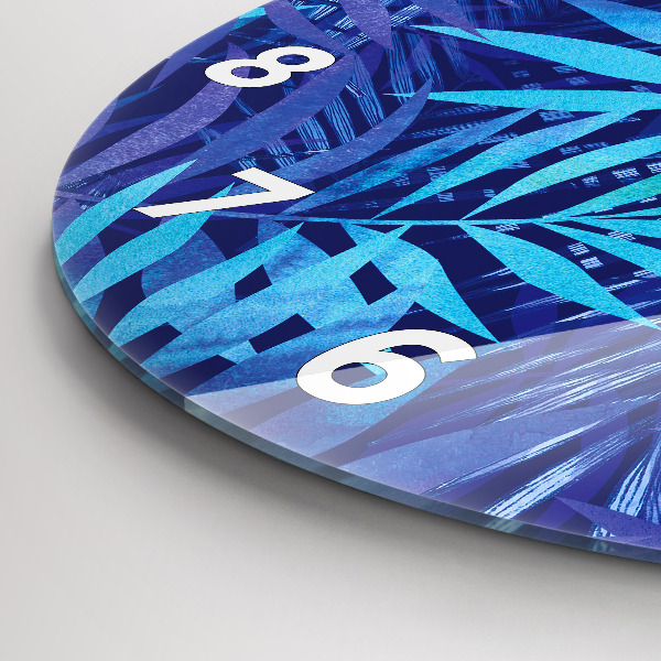 Pendule murale ronde Feuilles bleues