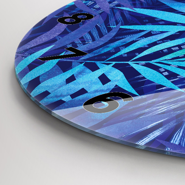 Pendule murale ronde Feuilles bleues