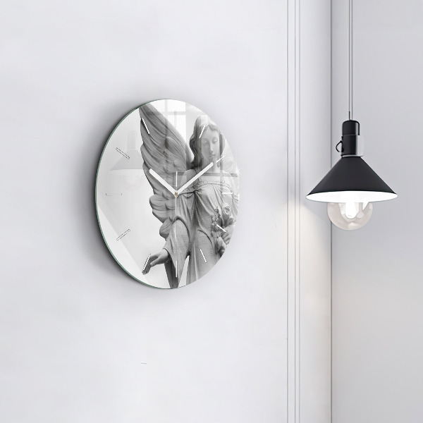 Horloge ronde 'Sculpture d''un vieil ange'