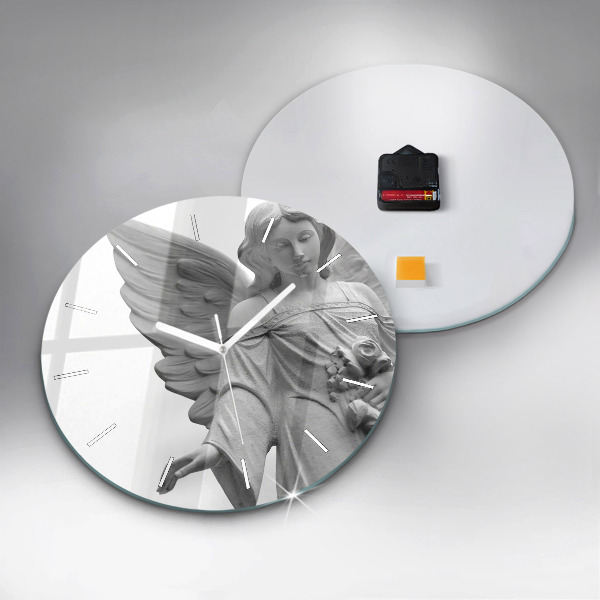 Horloge ronde 'Sculpture d''un vieil ange'