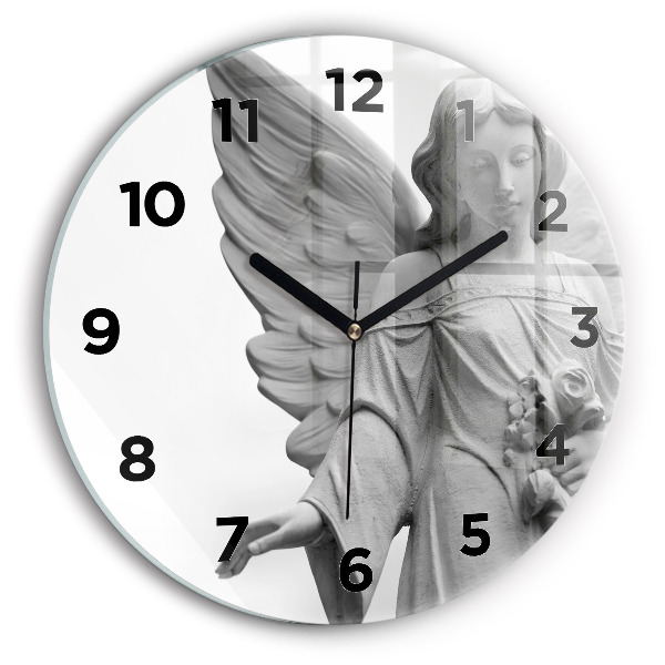 Horloge ronde 'Sculpture d''un vieil ange'