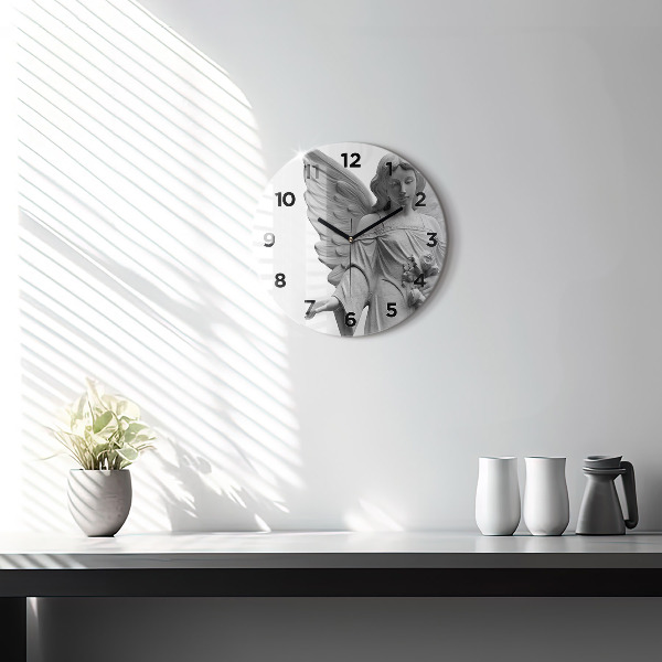 Horloge ronde 'Sculpture d''un vieil ange'