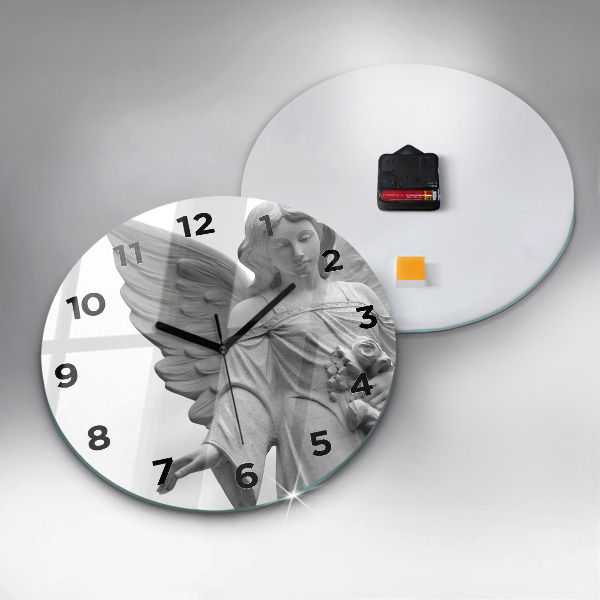 Horloge ronde 'Sculpture d''un vieil ange'