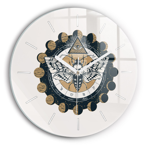 Horloge ronde 'Les phases de la lune et l''œil'