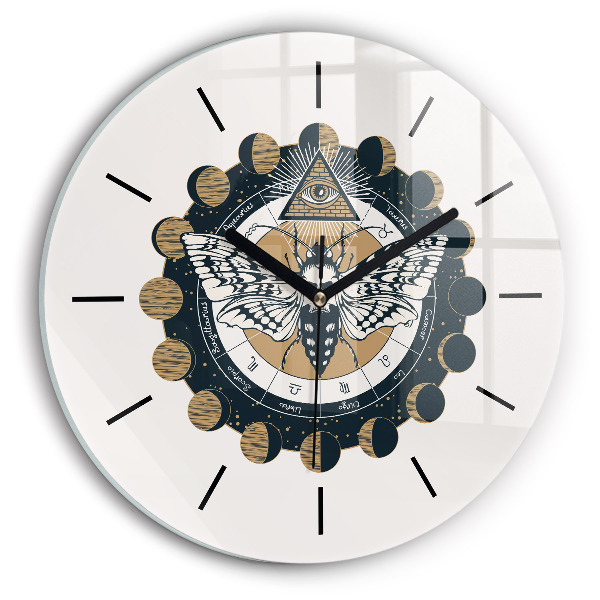 Horloge ronde 'Les phases de la lune et l''œil'