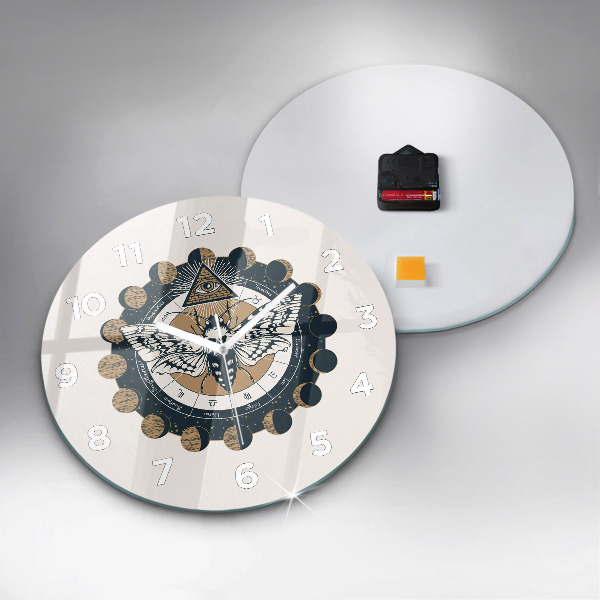 Horloge ronde 'Les phases de la lune et l''œil'