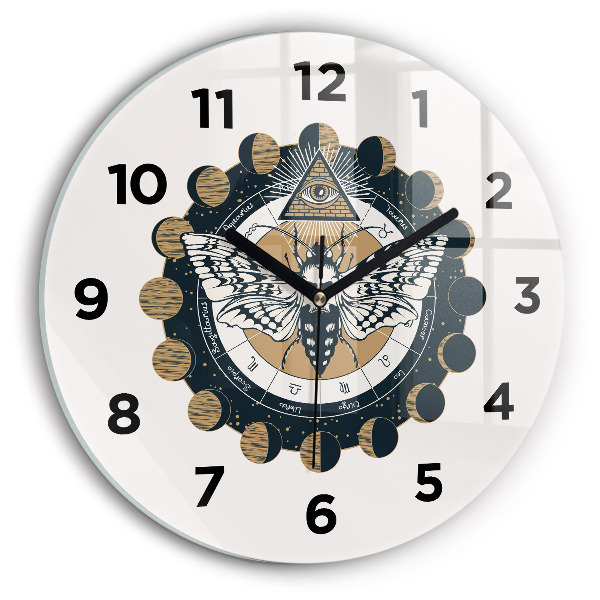 Horloge ronde 'Les phases de la lune et l''œil'