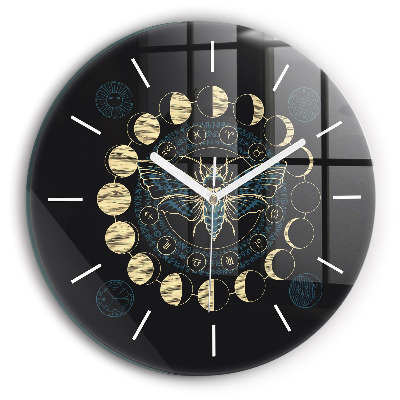 Horloge ronde Phases de la lune et insectes
