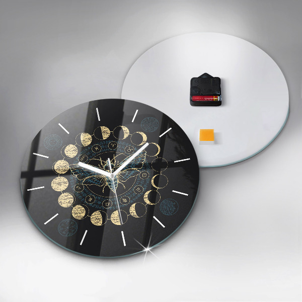 Horloge ronde Phases de la lune et insectes