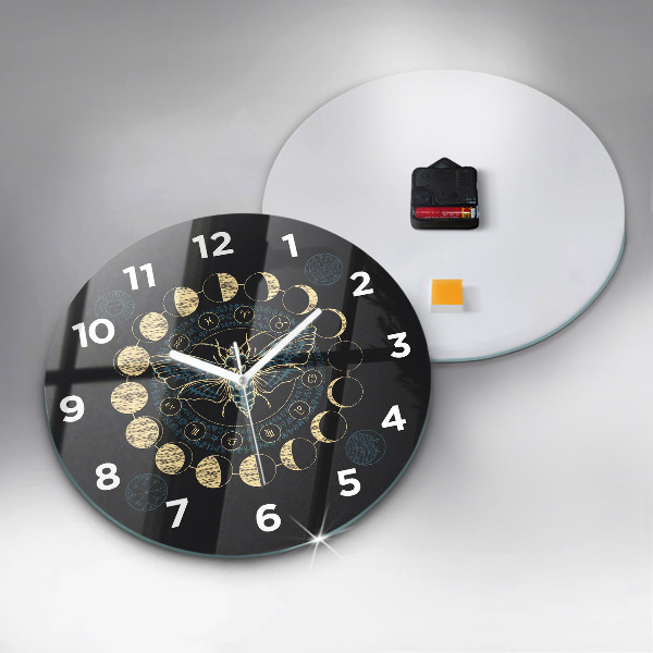 Horloge ronde Phases de la lune et insectes