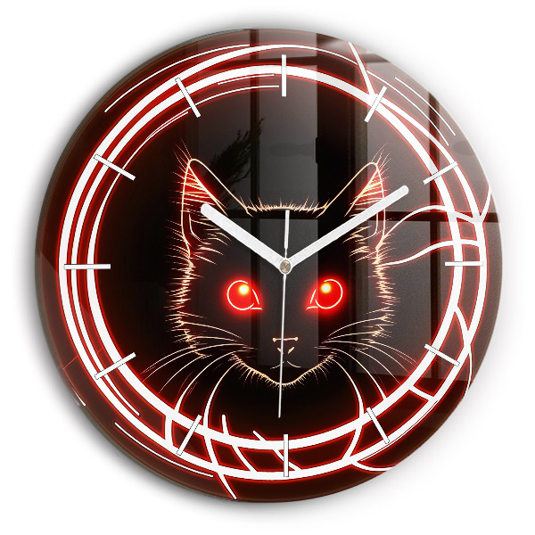 Horloge ronde Chat aux yeux rouges