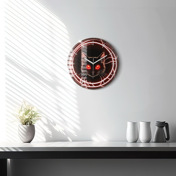 Horloge ronde Chat aux yeux rouges