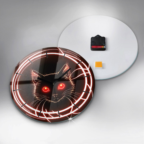 Horloge ronde Chat aux yeux rouges