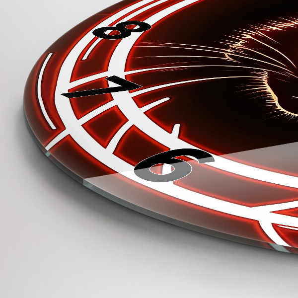 Horloge ronde Chat aux yeux rouges