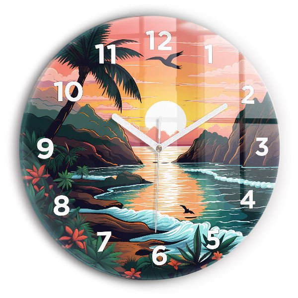 Horloge ronde Coucher de soleil de conte de fées