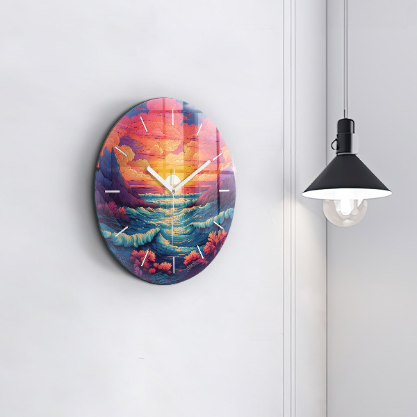 Horloge ronde Océan et ciel de conte de fées