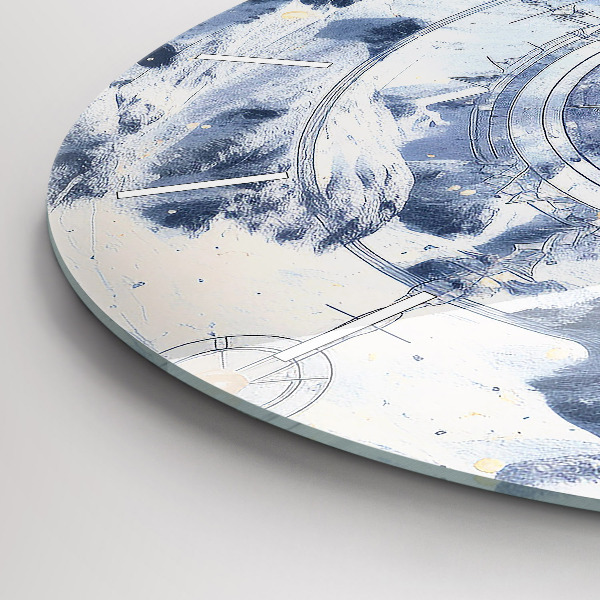 Horloge ronde Dessins bleus