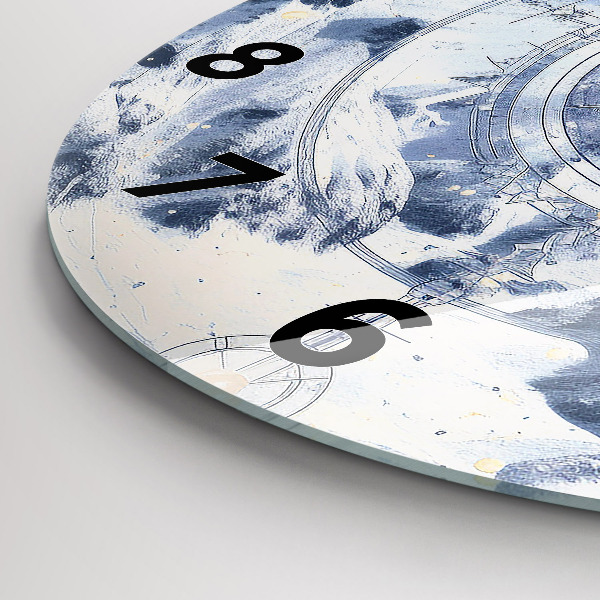Horloge ronde Dessins bleus