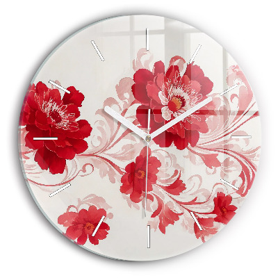 Horloge ronde Fleurs rouges