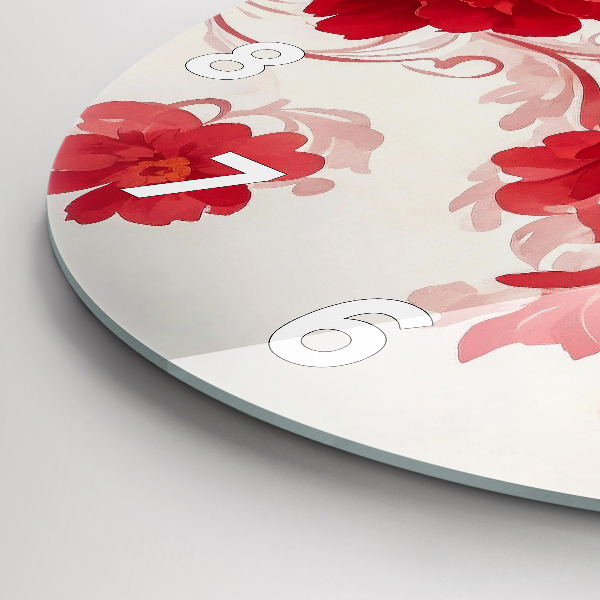 Horloge ronde Fleurs rouges