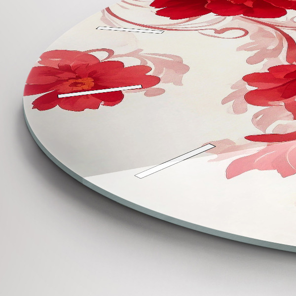 Horloge ronde Fleurs rouges