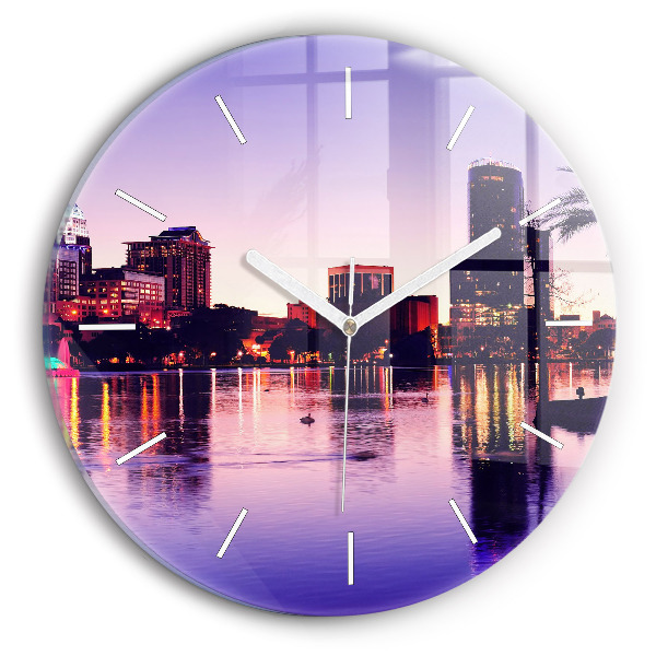 Horloge ronde Panorama nocturne de la ville