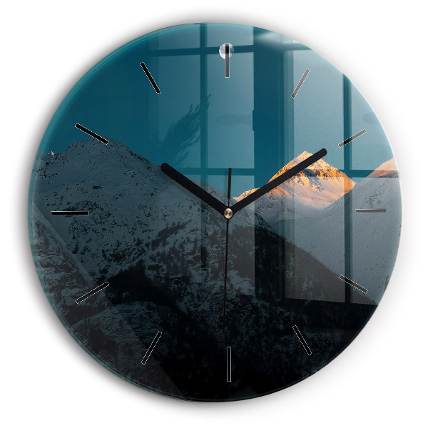 Horloge ronde Coucher de soleil dans les montagnes