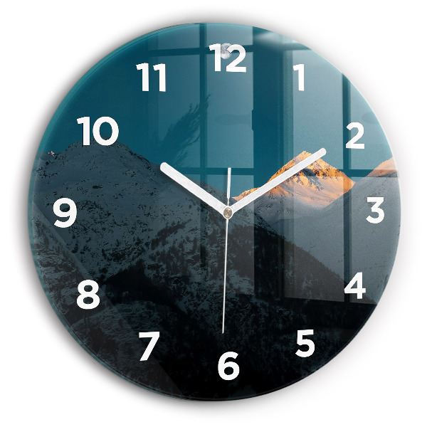 Horloge ronde Coucher de soleil dans les montagnes