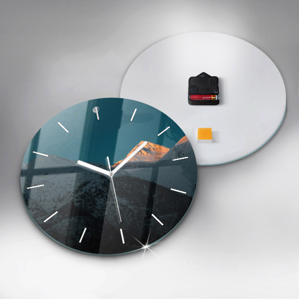 Horloge ronde Coucher de soleil dans les montagnes
