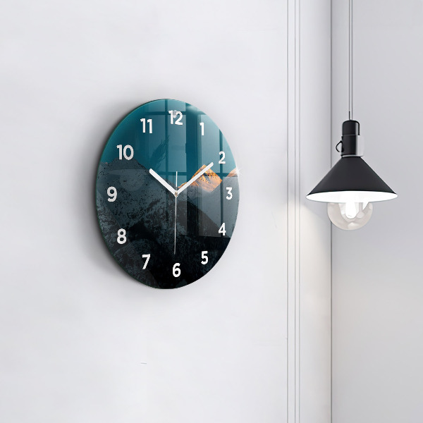 Horloge ronde Coucher de soleil dans les montagnes