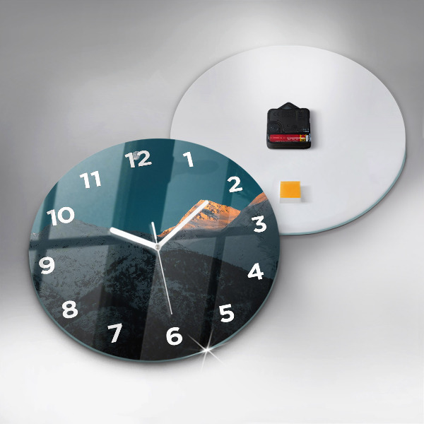 Horloge ronde Coucher de soleil dans les montagnes