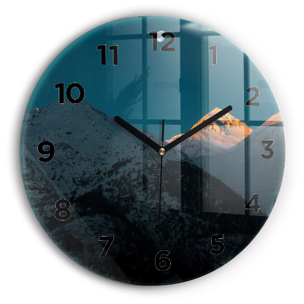 Horloge ronde Coucher de soleil dans les montagnes
