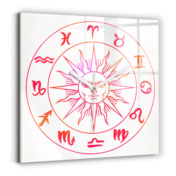 Horloge murale carrée élégant Signes du zodiaque colorés