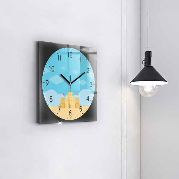 Horloge murale carrée élégant Château de sable