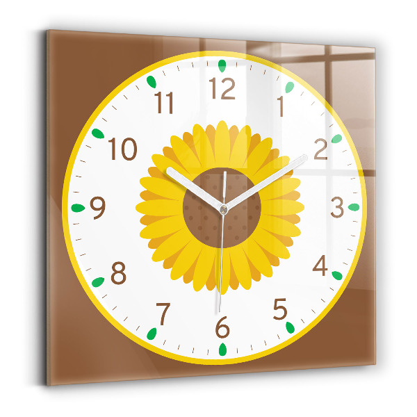 Horloge murale carrée élégant Fleur de tournesol