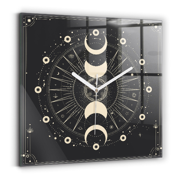 Horloge murale carrée élégant Lunes et Soleil