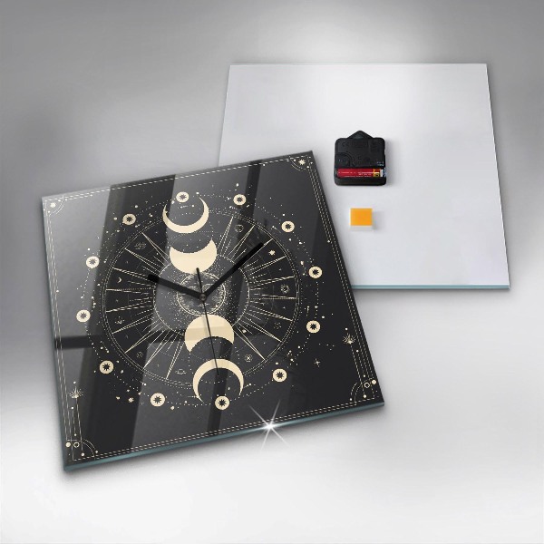 Horloge murale carrée élégant Lunes et Soleil