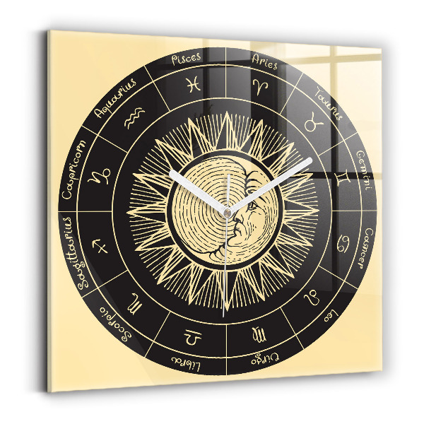 Horloge murale carrée élégant Les zodiaques et le soleil