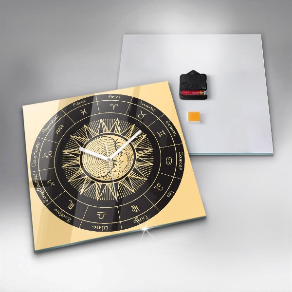 Horloge murale carrée élégant Les zodiaques et le soleil