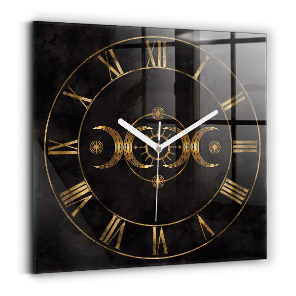 Horloge murale carrée élégant Chiffres romains dorés