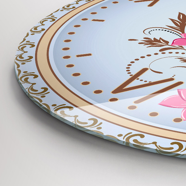 Horloge ronde murale Fleurs roses