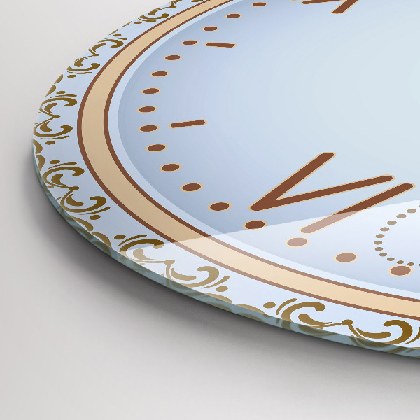 Horloge ronde murale Fleurs bleues