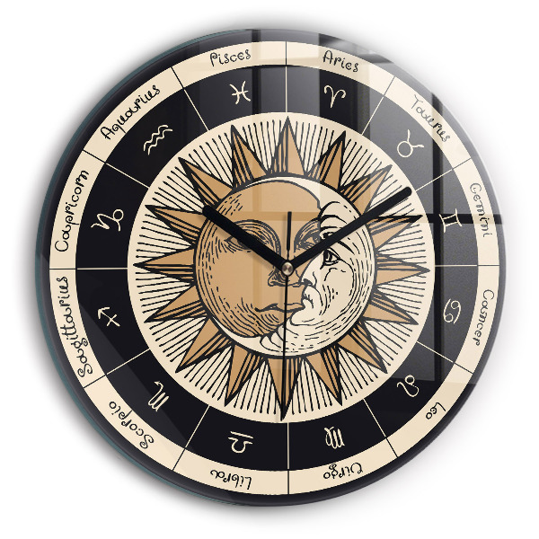 Horloge ronde murale Le Soleil et les Zodiaques