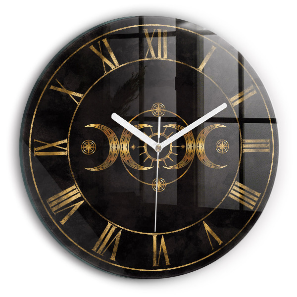 Horloge ronde murale Chiffres romains dorés