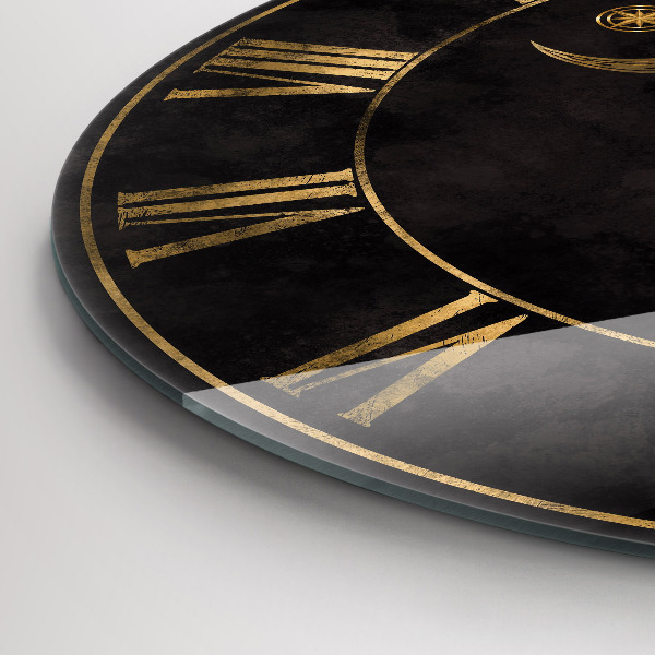 Horloge ronde murale Chiffres romains dorés